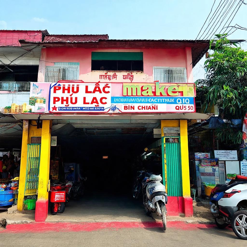 Hình ảnh cổng chợ phú lạc bình chánh ql 50 và khu vực xung quanh